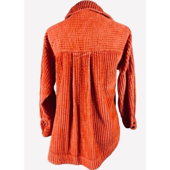 Vero Moda Womens Orange Corduroy Long Sleeve Snap Shirt Small - Picture 3 of 6